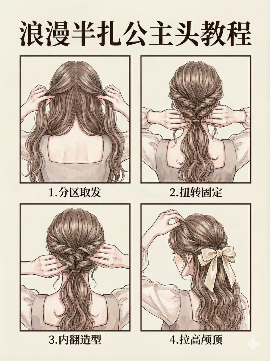 浪漫的半扎公主头