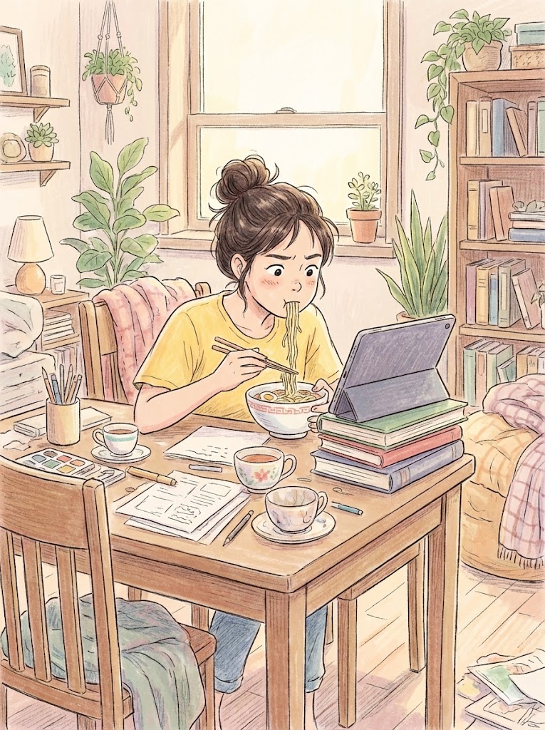 2. 边吃饭边追剧/看手机