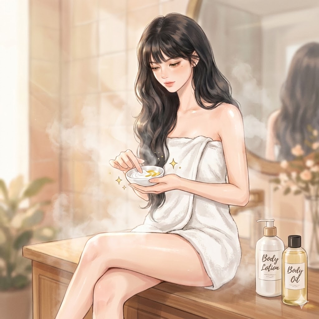 1. 身体乳+身体油混合涂，皮肤软嫩绝杀技！