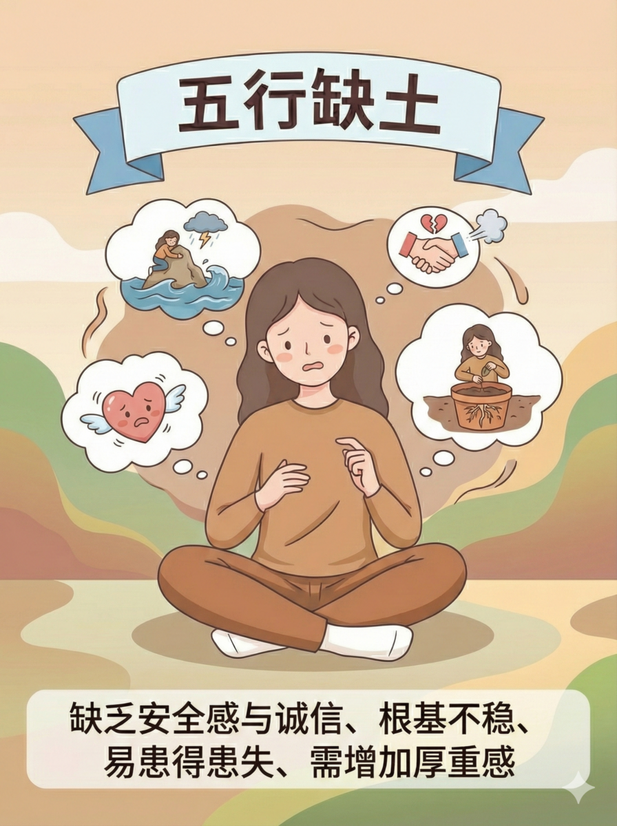 五行缺土：缺乏安全感与诚信