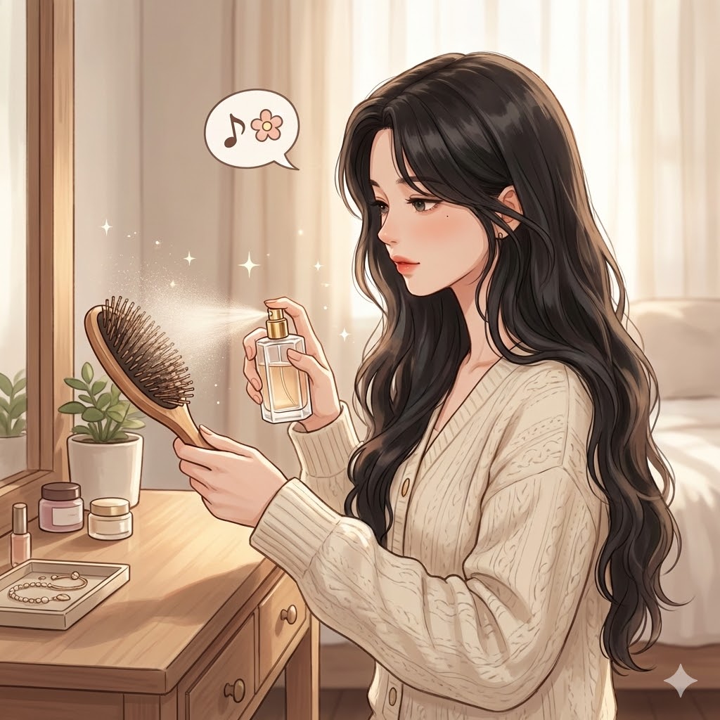 7. 香水喷在发梳上，发丝里的撩人小心机~