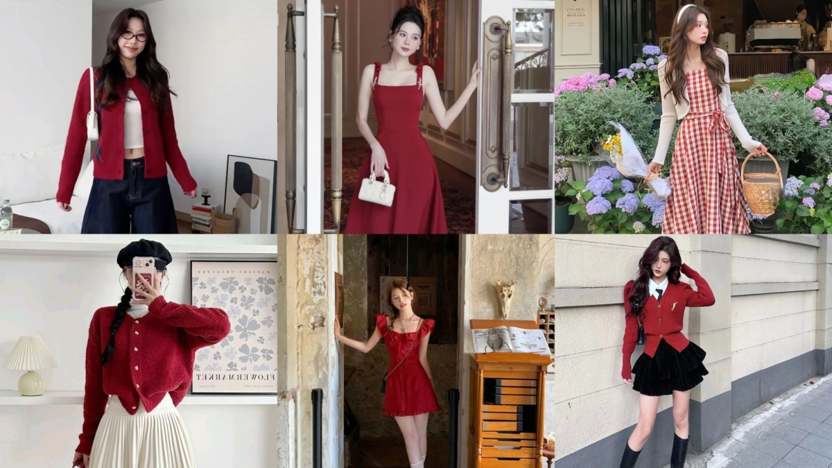 新年红色系穿搭模板