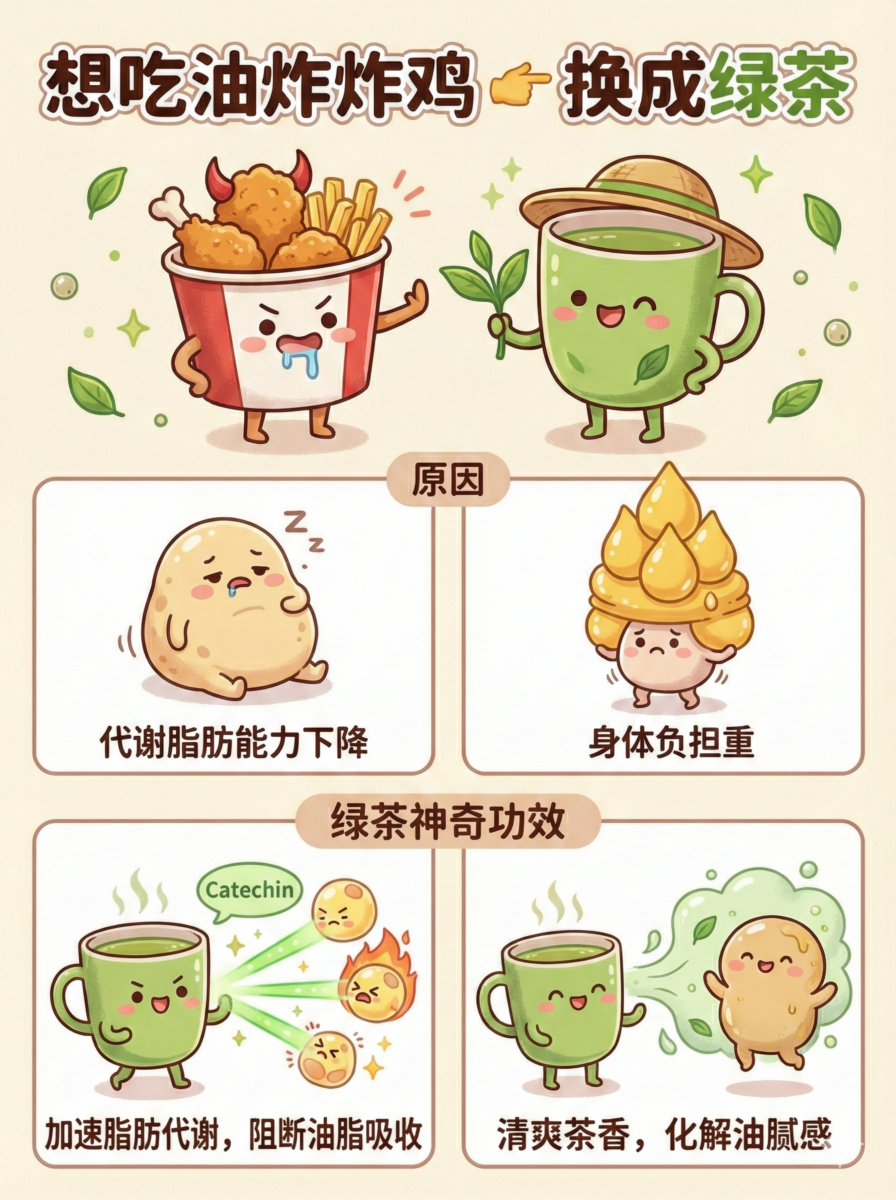 想吃油炸炸鸡 👉🏻 换成绿茶
