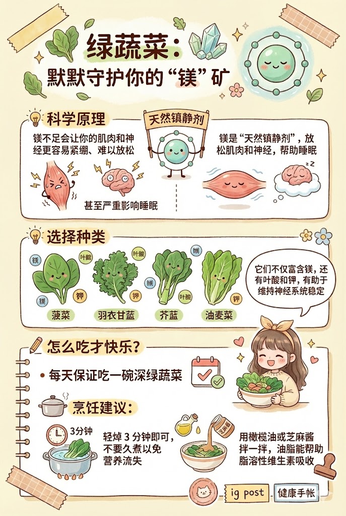 5. 深绿蔬菜：默默守护你的“镁”矿
