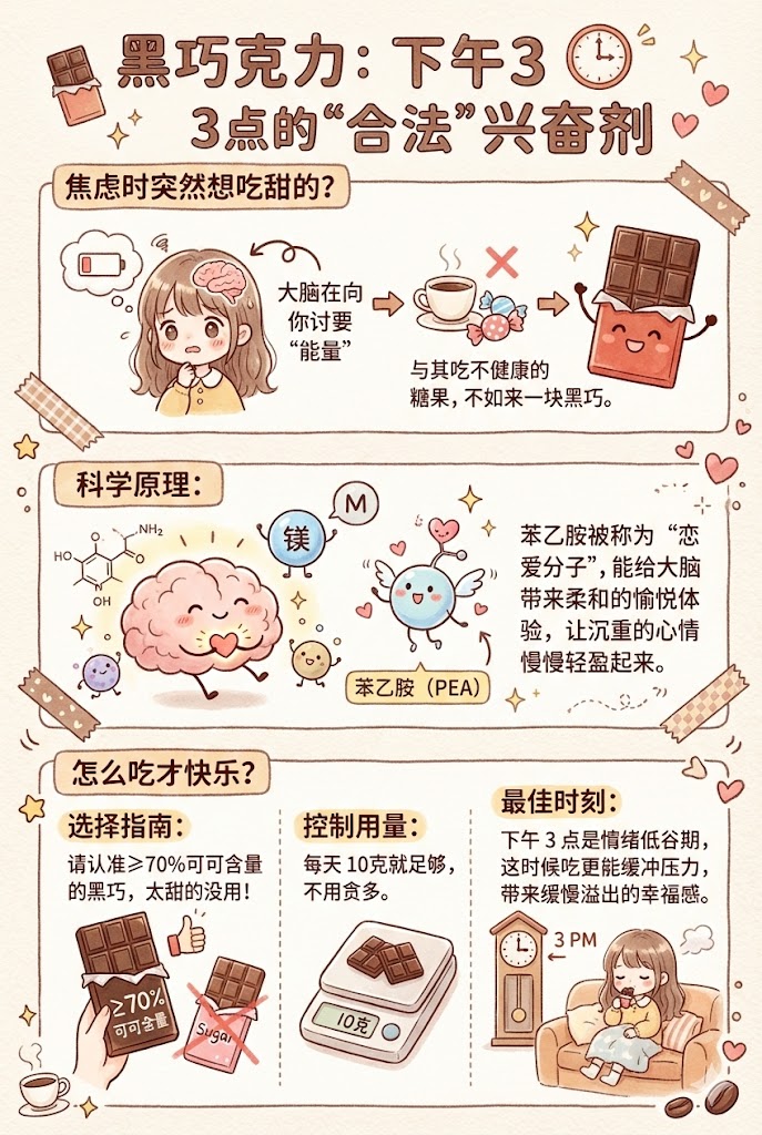 3. 黑巧克力：下午3点的“合法”兴奋剂
