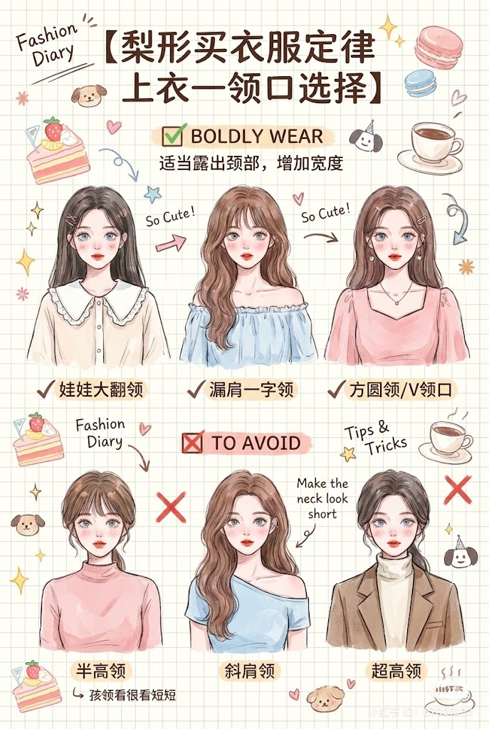 第一招：上衣领口——露肤是王道，打造“直角肩”