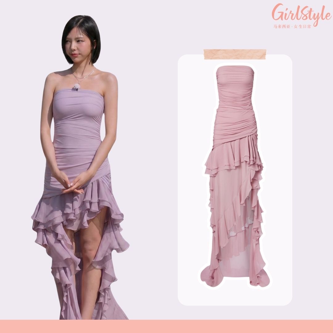 🔍 BLUMARINE Asymmetric ruffled georgette gown 约 RM7,250