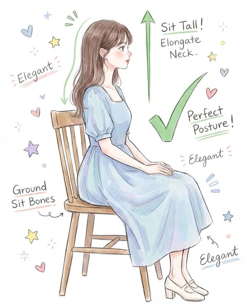 步骤二：坐骨扎根，头顶提拉