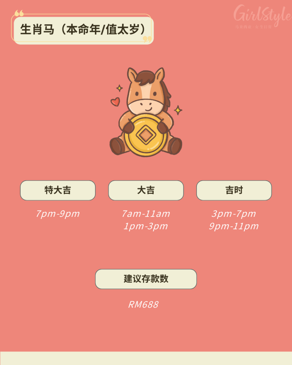 2026立春存钱吉时表：生肖马