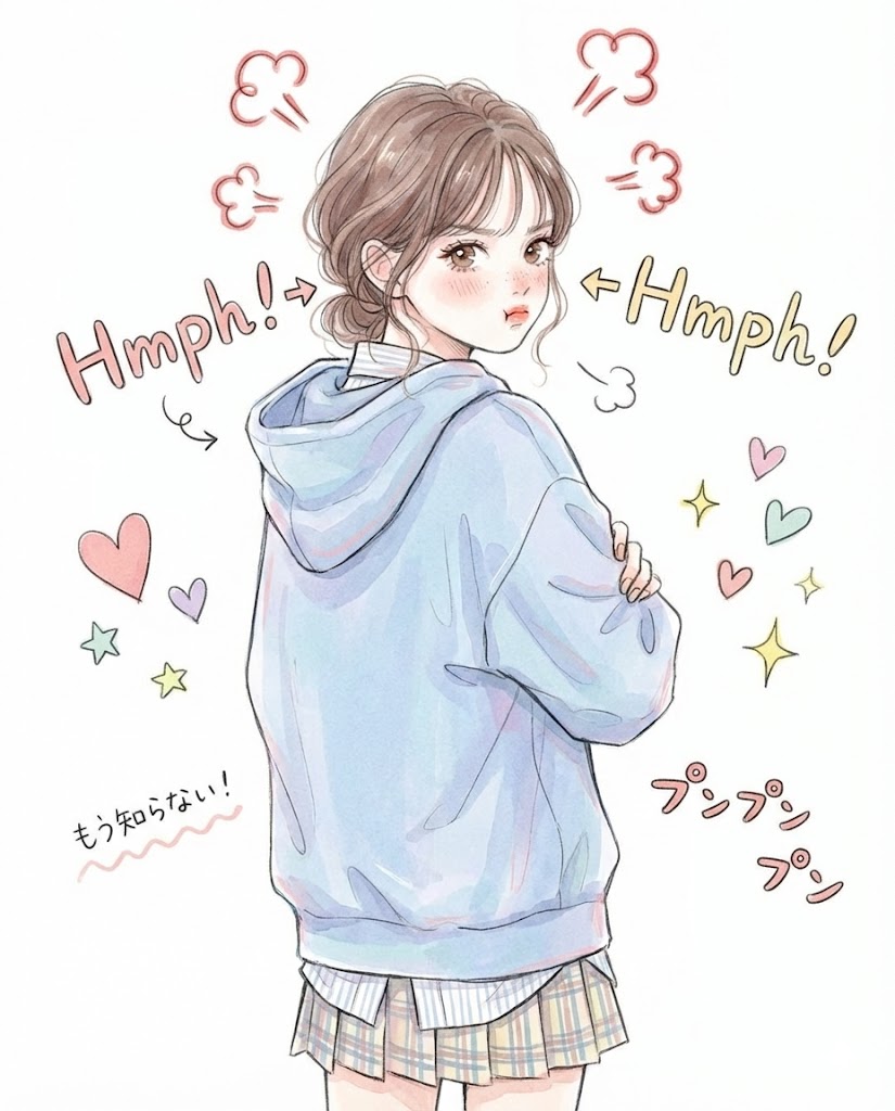 8. 😤 假装生气的样子：情趣的调味剂