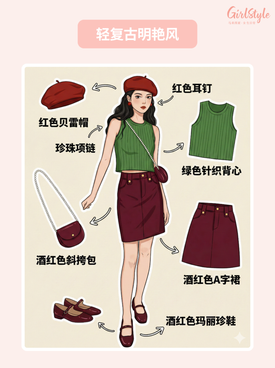 D 占比最高：轻复古明艳风