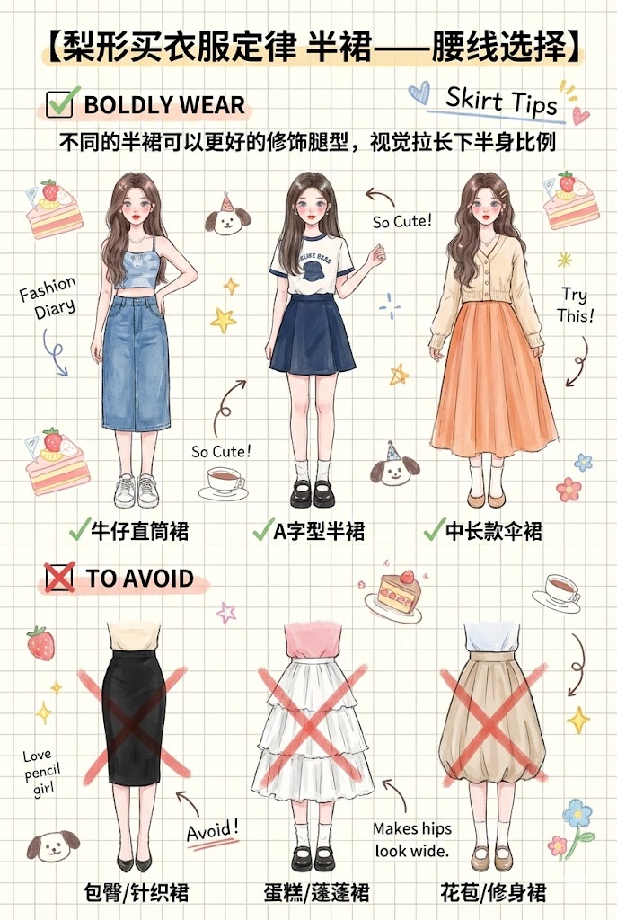 第四招：半裙腰线——A字版型，藏肉神器