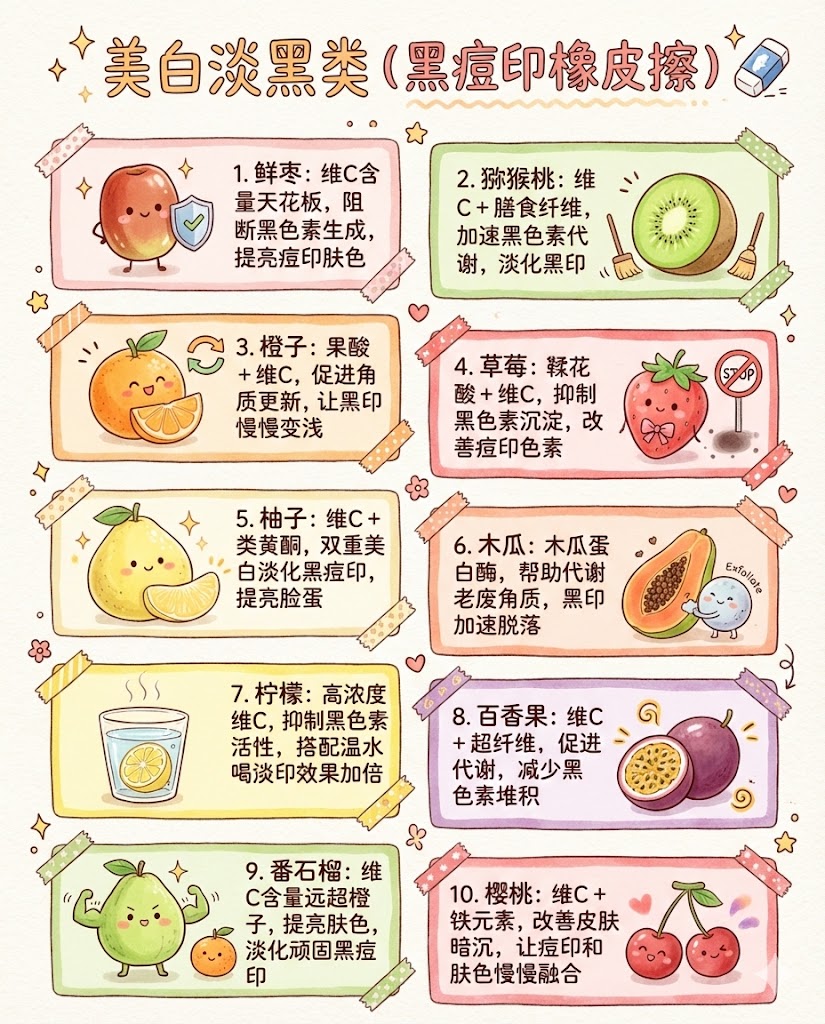 二、 美白淡黑类：阻断黑色素的生成（黑痘印橡皮擦）