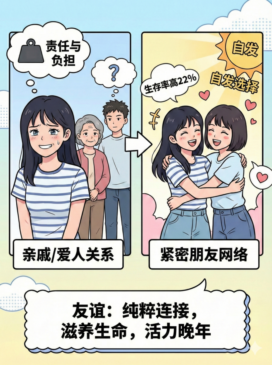 掌握长寿秘诀的朋友网络