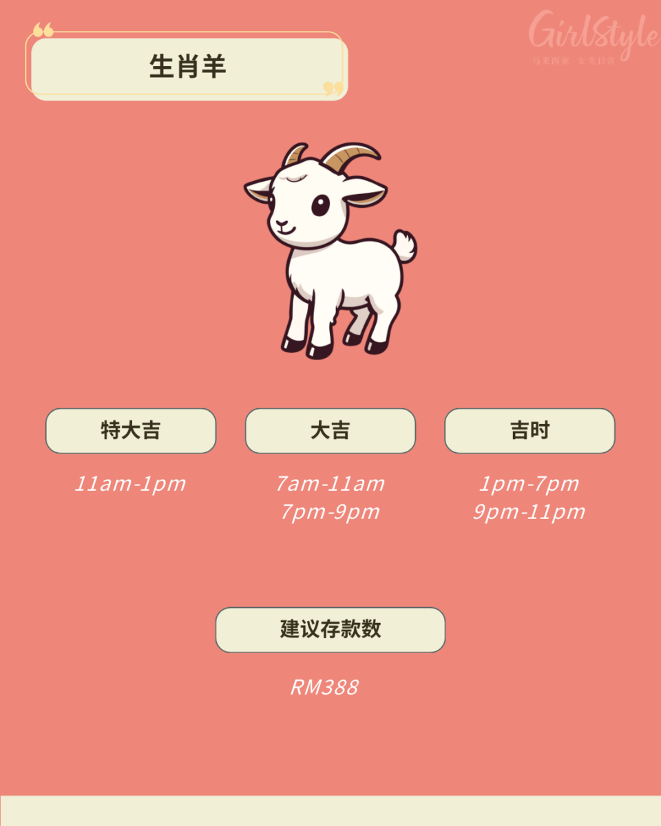 2026立春存钱吉时表：生肖羊