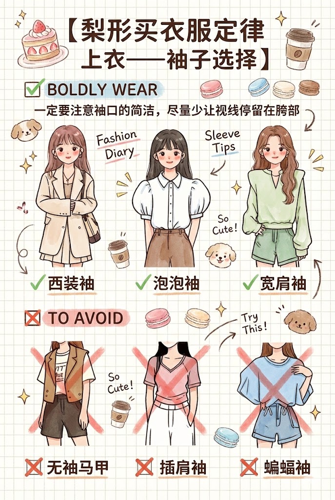 第二招：袖子选择——增加肩部轮廓，告别溜肩