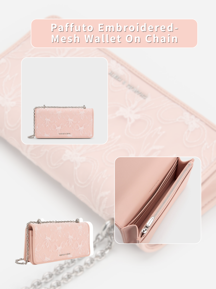 Paffuto 刺绣网纱链条钱包