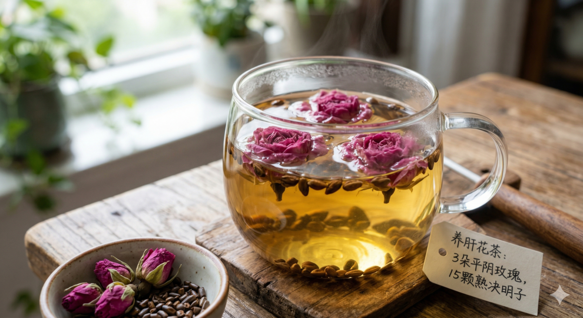 养肝花茶：疏肝解郁、清肝明目