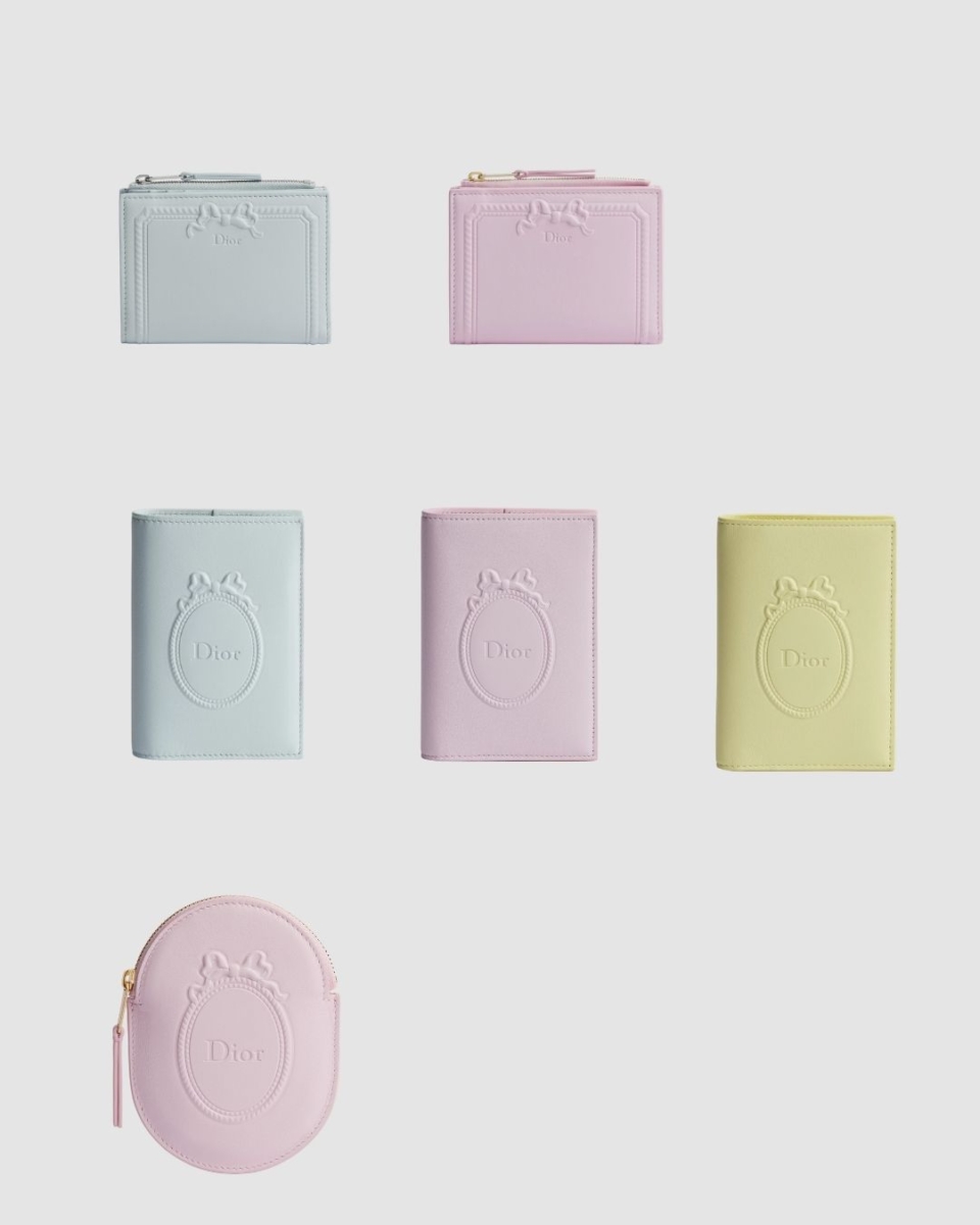 Dior浮雕蝴蝶结钱包、护照套、钥匙包