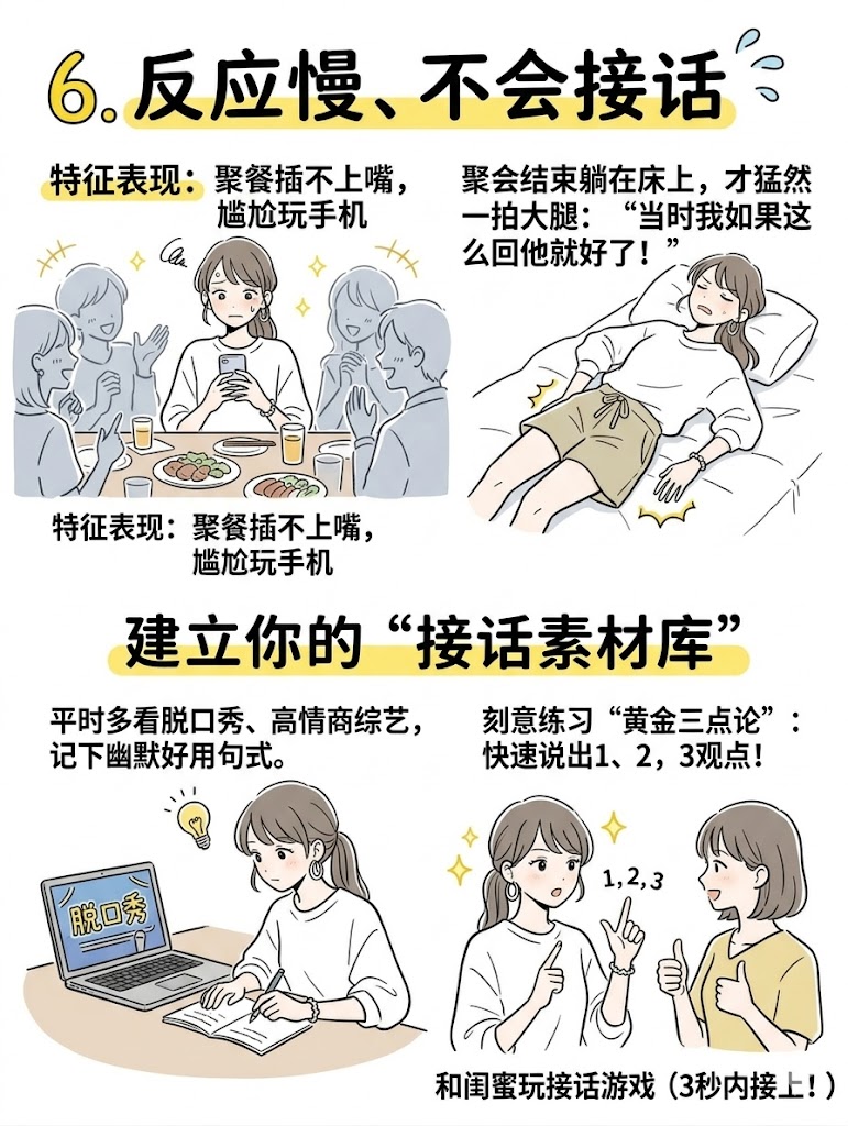 6. 反应慢、不会接话：永远慢半拍的话题终结者