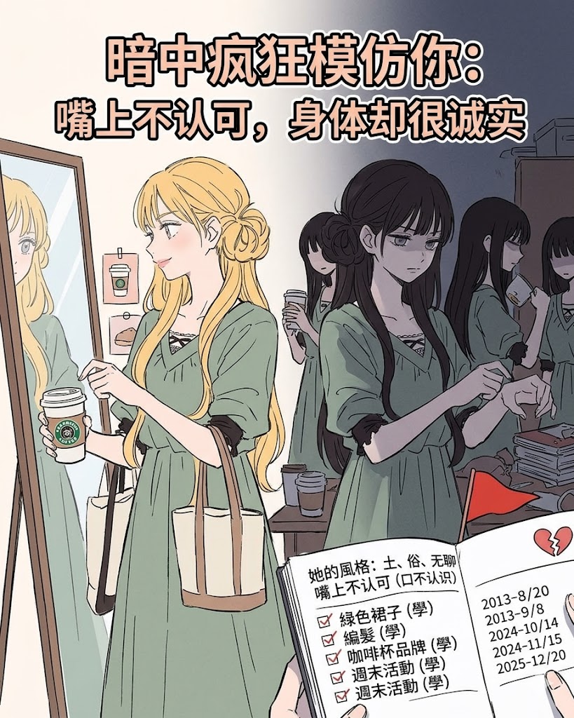 4. 暗中疯狂模仿你：嘴上不认可，身体却很诚实