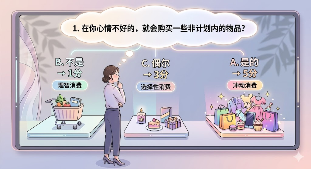 Q1. 在你心情不好的时候，就会购买一些非计划内的物品吗？