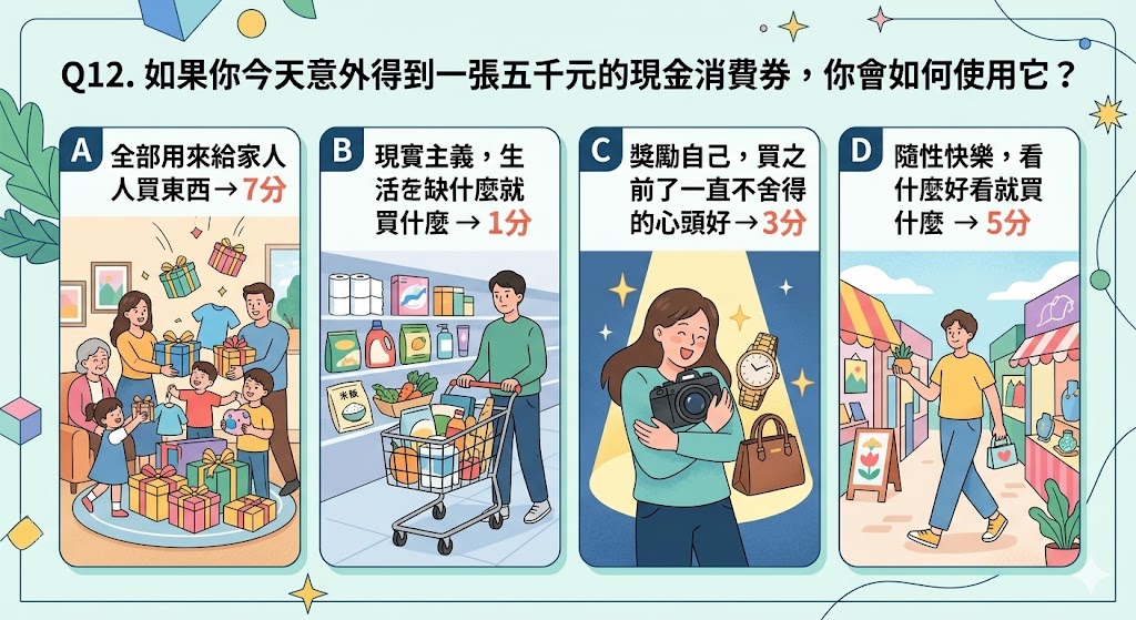 Q12. 如果你今天意外得到一张五千元的现金消费券，你会如何使用它？