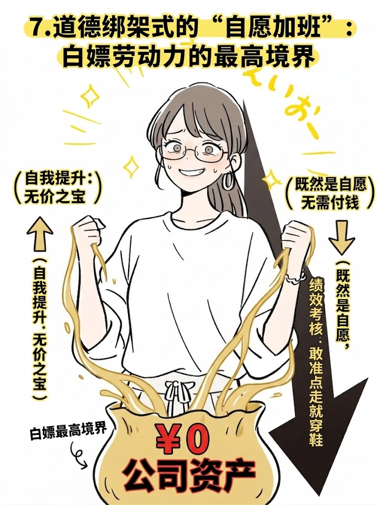 7. 道德绑架式的“自愿加班”、加班不给加班费