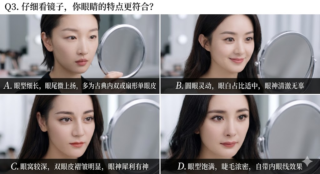 Q3. 仔细看镜子，你眼睛的特点更符合？