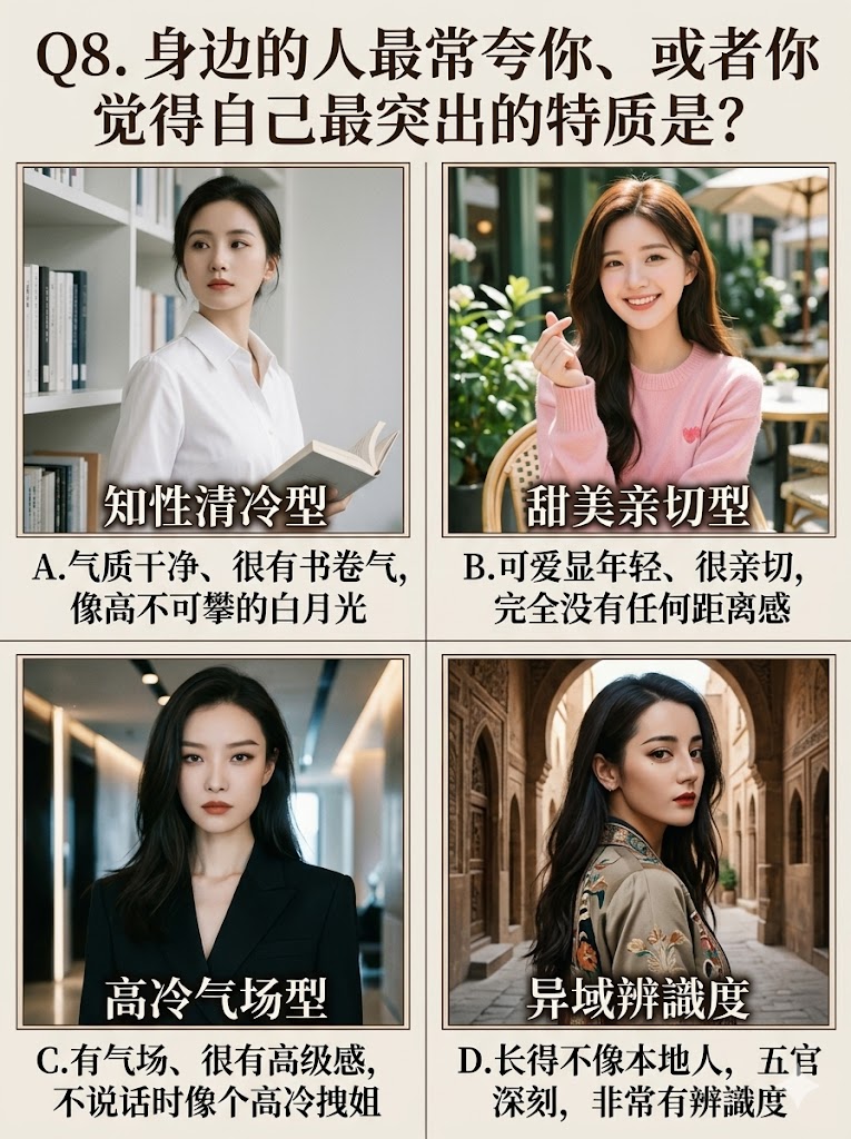 Q8. 身边的人最常夸你、或者你觉得自己最突出的特质是？