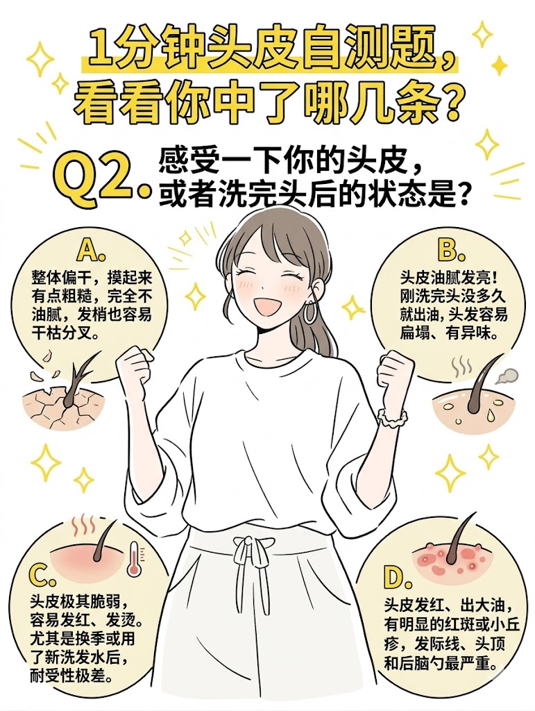 Q2. 感受一下你的头皮，或者洗完头后的状态是？