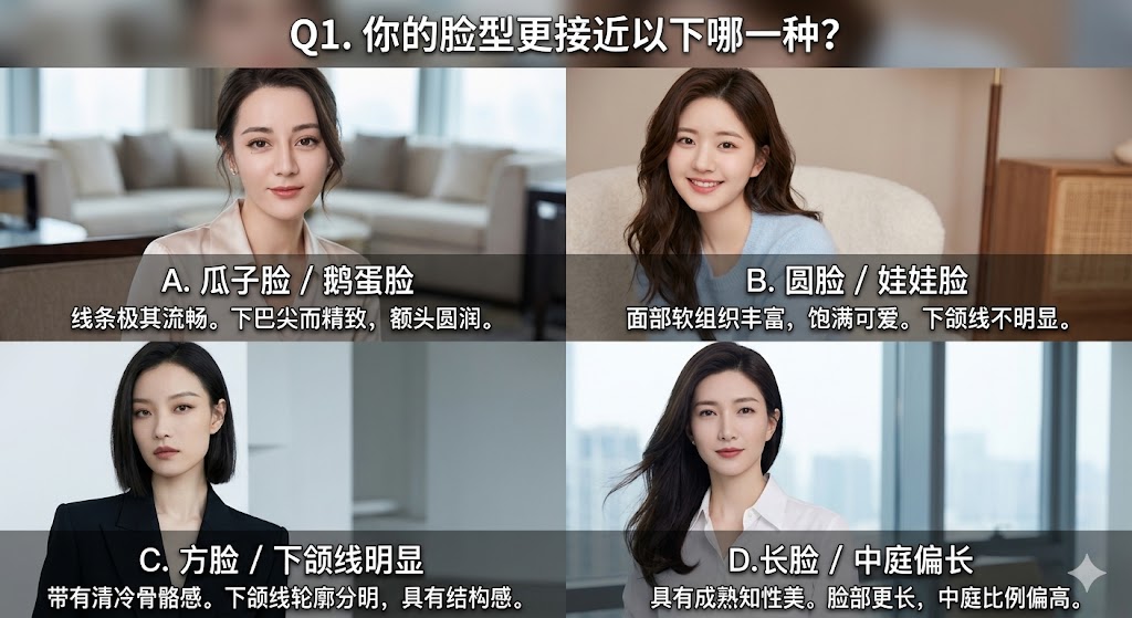 Q1. 你的脸型更接近以下哪一种？