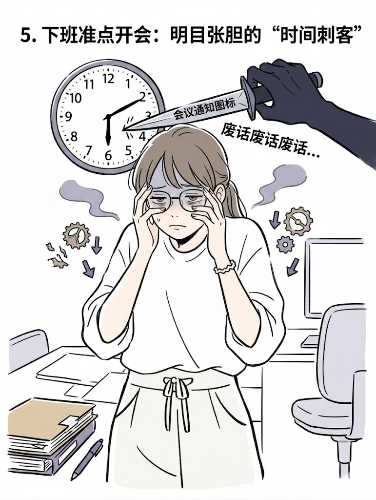 5.一到下班就要开会