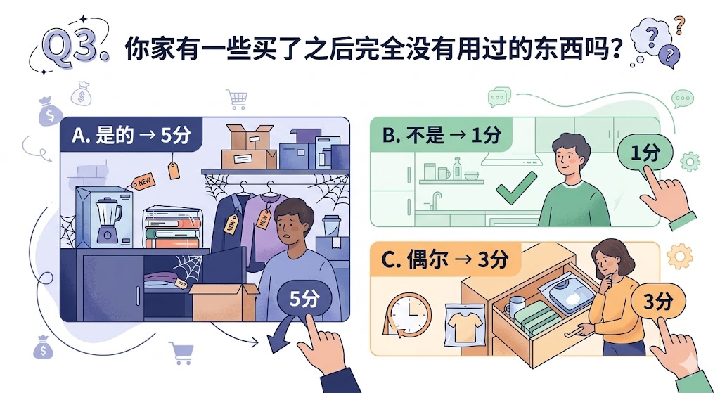 Q3. 你家有一些买了之后完全没有用过的东西吗？