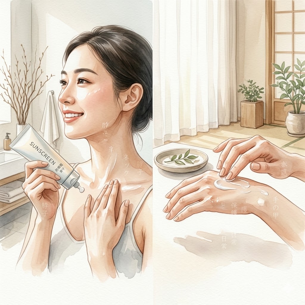 4. 防晒霜必须延伸到脖子和手背