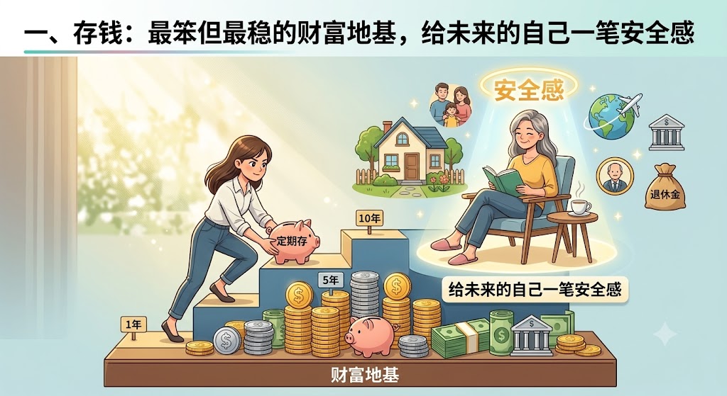 一、 存钱：最笨但最稳的财富地基，给未来的自己一笔安全感