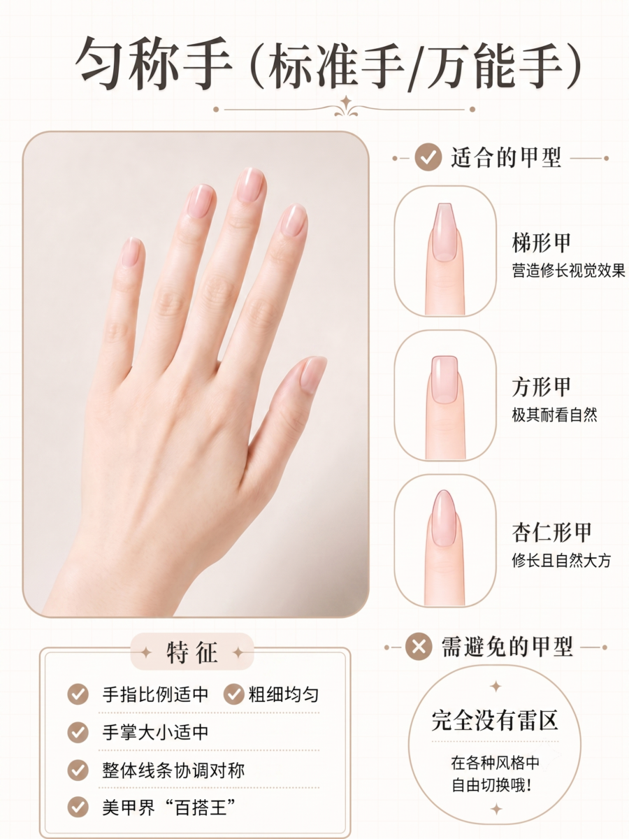 匀称手的特征、适合与不适合的甲型