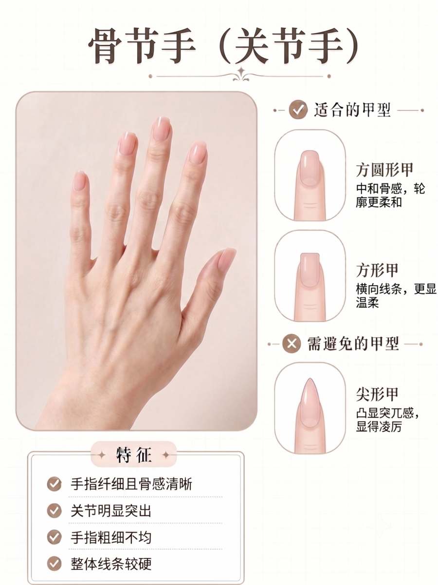 骨节手（关节手）的特征、适合与不适合的甲型