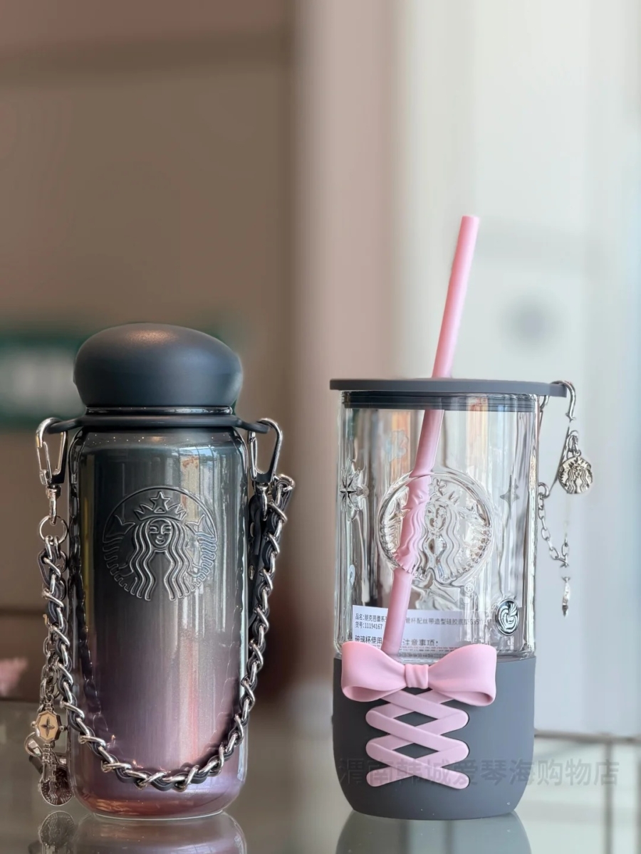 粉丝带造型吸管杯：盛满夏日清凉