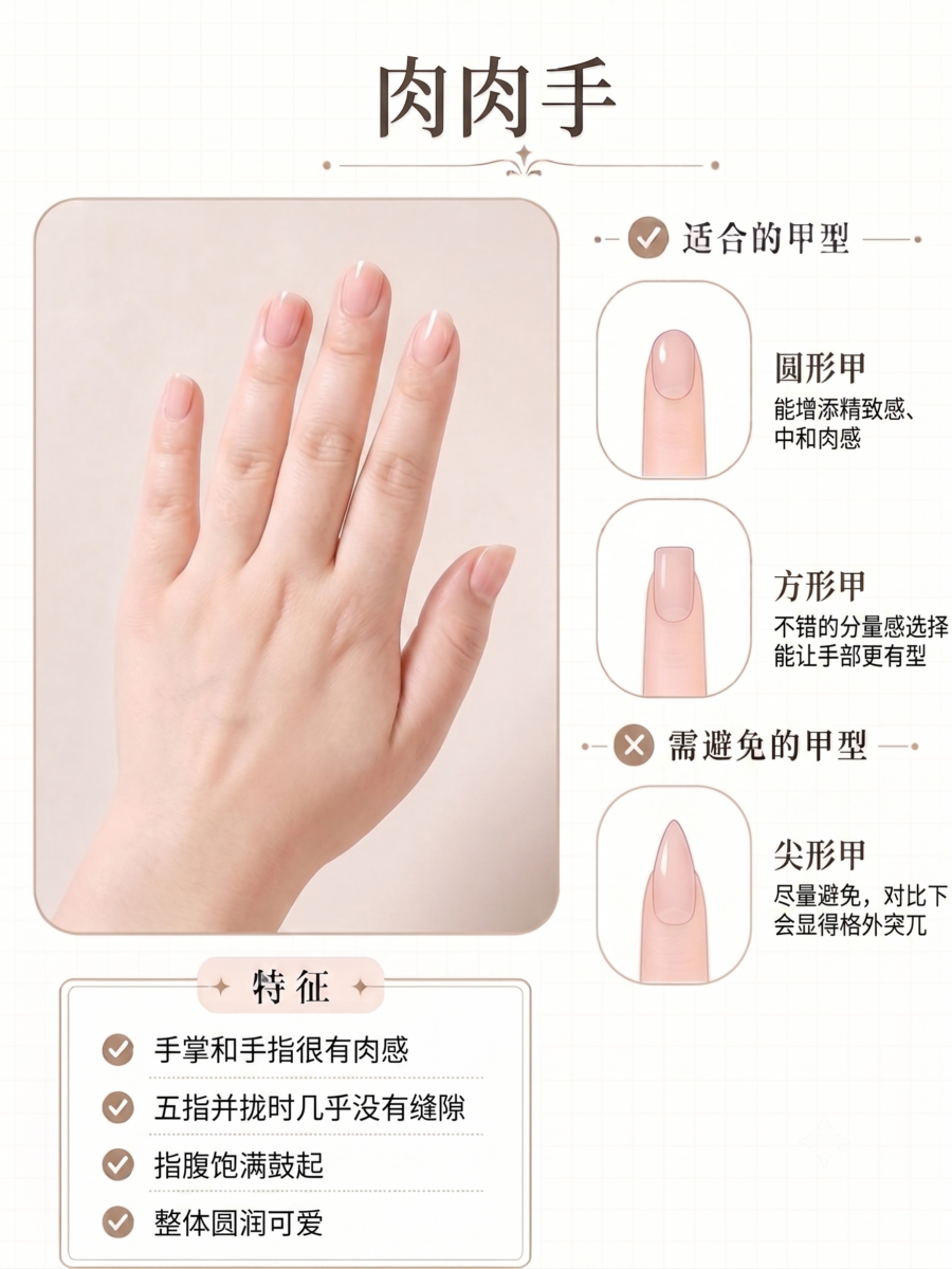 肉肉手的特征、适合与不适合的甲型