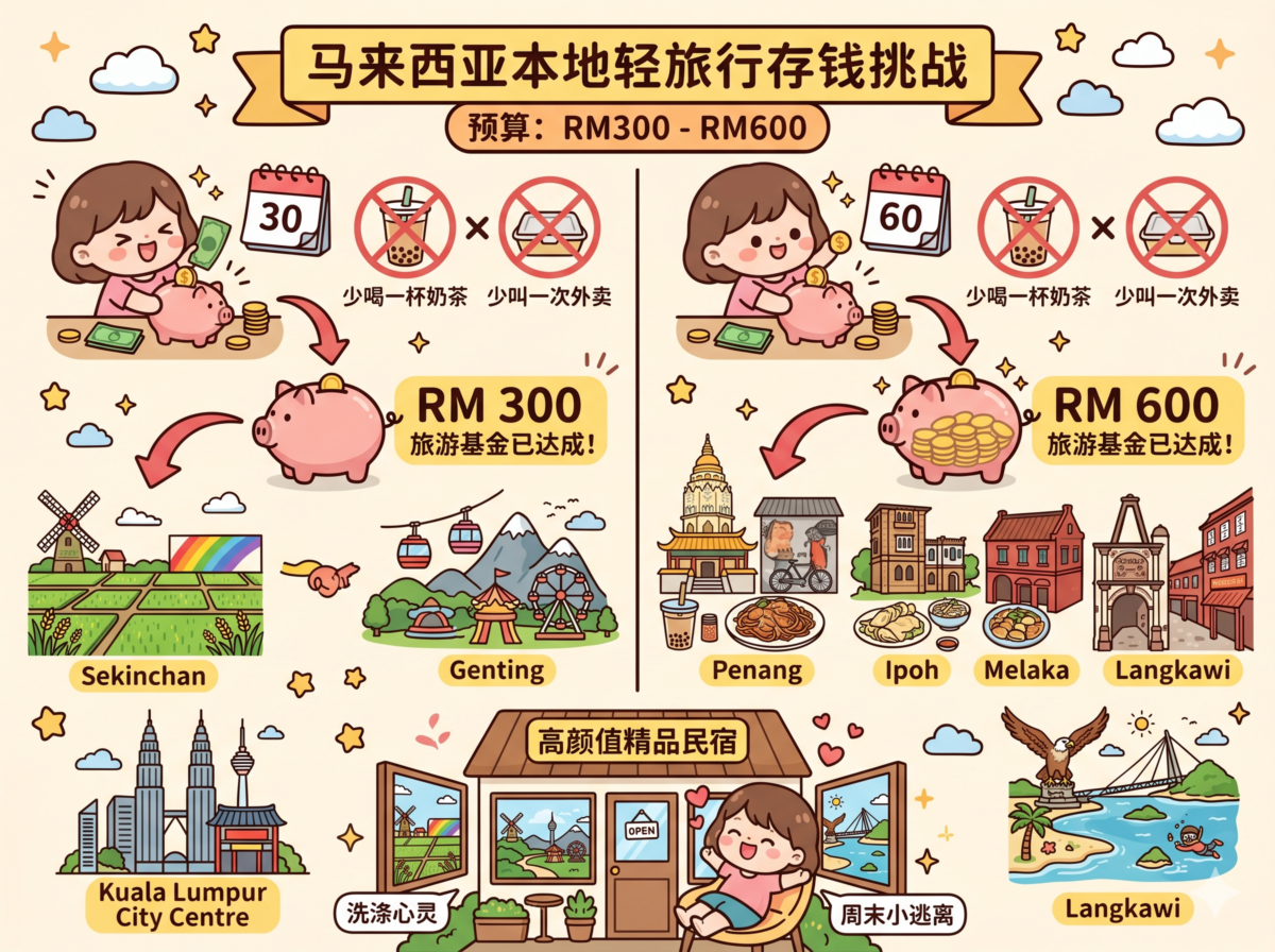 阶段一：大马本地轻旅行（预算：RM300 - RM600）