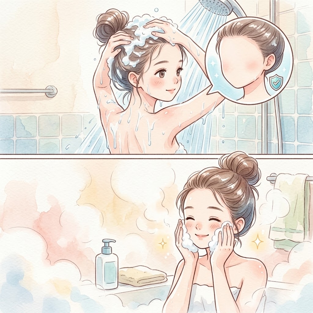 🛀 洗澡时把洗脸留在最后一步：彻底消灭发际线的“残留隐患”