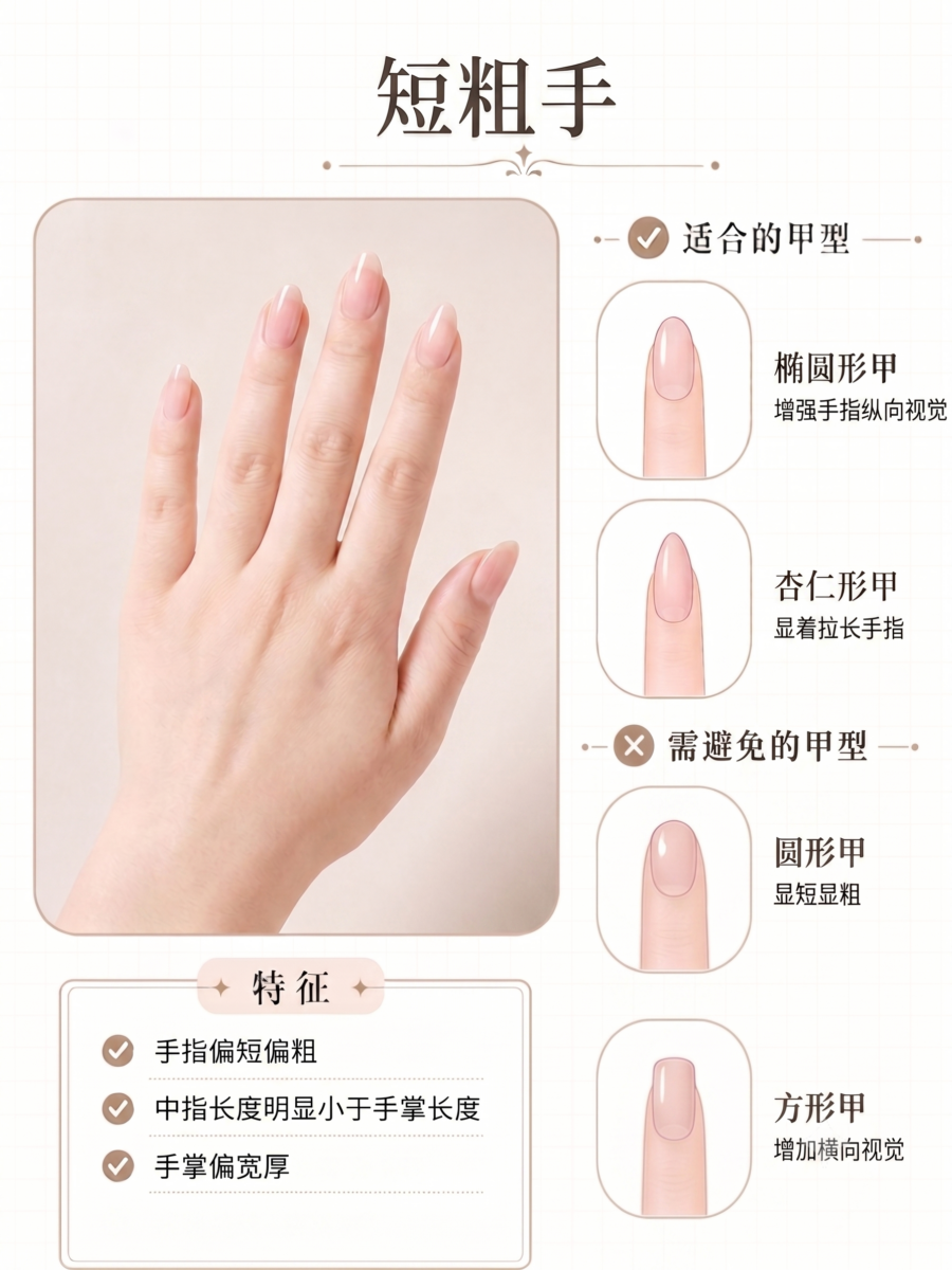 短粗手的特征、适合与不适合的甲型