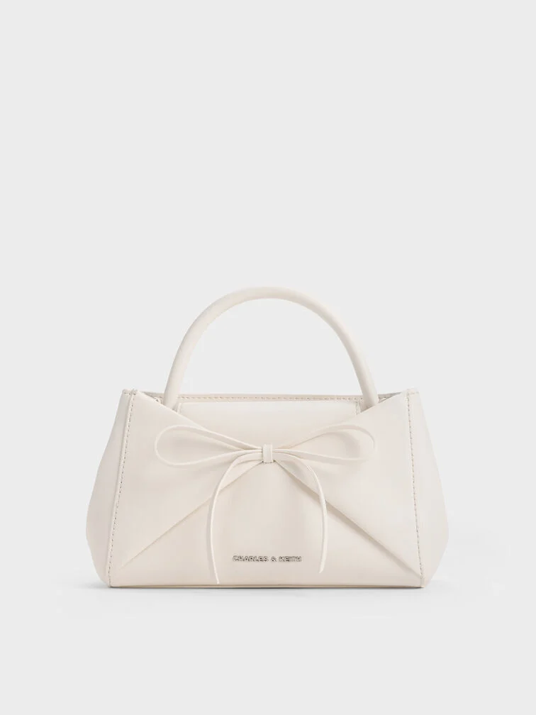 Hazel Striped Bow Panelled Top Handle Bag